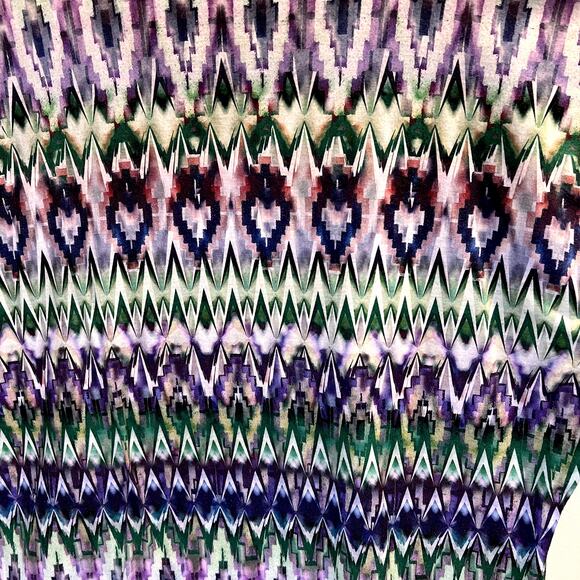 Chico's Women's Multicolor Geometric V- Neck Short Sleeve Blouse Tops Size 2 - Picture 5 of 13